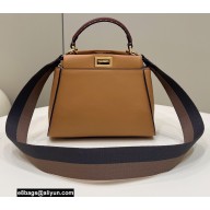 Fendi Peekaboo Iconic Mini Bag Brown in Calfskin Leather with FF Lining