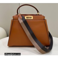 Fendi Peekaboo Iconic Medium Bag Caramel in Calfskin Leather with FF Lining