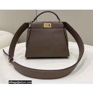 Fendi Peekaboo Iconic Mini Bag Dark Gray in Calfskin Leather with FF Lining