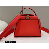 Fendi Peekaboo Iconic Mini Bag Orange Red in Calfskin Leather with FF Lining