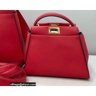 Fendi Peekaboo Iconic Mini Bag in Leather Red with Stripe Lining