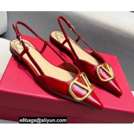 Valentino VLogo Signature Slingback Ballet Flats Red
