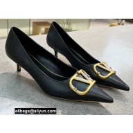 Valentino Heel 4cm Crystal VLogo Signature Calfskin Pumps Black