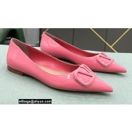 Valentino VLogo Signature Calfskin Ballet Flats Patent Pink