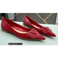 Valentino VLogo Signature Calfskin Ballet Flats Patent Red