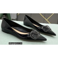 Valentino VLogo Signature Calfskin Ballet Flats Patent Black