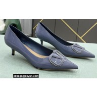 Valentino Heel 4cm VLogo Signature Calfskin Pumps Patent Dusty Blue