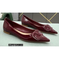 Valentino VLogo Signature Calfskin Ballet Flats Patent Burgundy