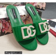 Dolce & Gabbana Calfskin Sliders Green with DG Logo 2022