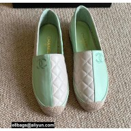 Chanel Patchwork Quilting Espadrilles Green/White 2022