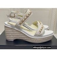 Chanel Chain Platform Sandals Tweed White 2022
