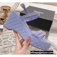 Chanel Chain Platform Sandals Patent Lilac 2022