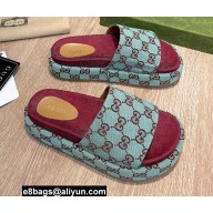 Gucci Platform GG Canvas Slide Sandals 623212 Light Blue 2022