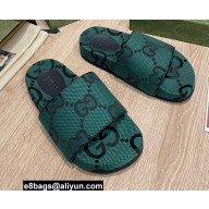 Gucci Maxi GG Canvas Slide Sandals 624695 Green 2022
