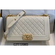 Chanel Medium LE BOY Handbag A67086 in Caviar Leather Creamy/Aged Gold