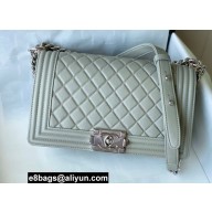 Chanel Medium LE BOY Handbag A67086 in Caviar Leather Gray/Shine Silver