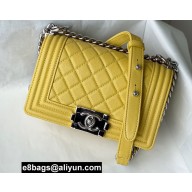 Chanel Small LE BOY Handbag A67085 in Caviar Leather Yellow/Shine Silver