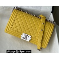 Chanel Medium LE BOY Handbag A67086 in Caviar Leather Yellow/Shine Silver