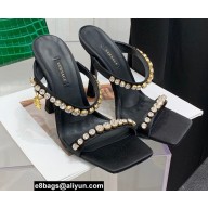 Versace Heel 11cm Satin Medusa Rhinestone Mules Black