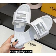 Fendi Leather Baguette Slides White 2022