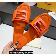 Fendi Leather Baguette Slides Orange 2022