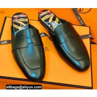 Hermes "H" cut-out detail Catena Mules Black