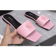 Versace La Medusa Leather Slides Pink