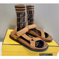 Fendi Feel Sandals Leather Brown with Wide Bands 2022