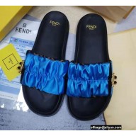 Fendi Feel Satin Slides Blue 2022
