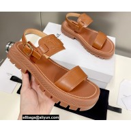 Celine CLEA TRIOMPHE SANDALs in Vegetal Calfskin Brown 2022