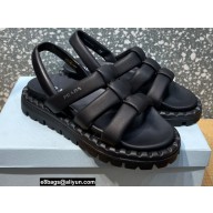 Prada Puffy Lambskin Slingback Sport Flatform Sandals Black 2022