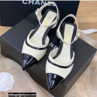 Chanel Lambskin and Patent Calfskin Open Shoes Pumps G38846 White 2022