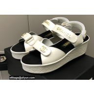 Chanel Logo Platform Sandals White 2022