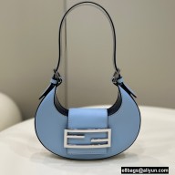 Fendi leather Cookie Mini Hobo Bag Light Blue 2022