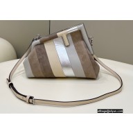 Fendi First Small Leather Bag Gray with silver and light brown inlay 2022