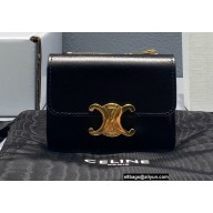 Celine COMPACT WALLET WITH COIN in Shiny calfskin Black 2022