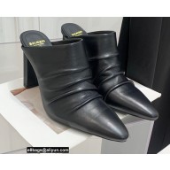Balmain Heel 9.5cm Draped Leather Ulla Mules Black 2022