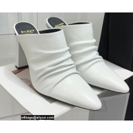 Balmain Heel 9.5cm Draped Leather Ulla Mules White 2022