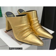 Balmain Heel 9.5cm Draped Leather Ulla Mules Gold 2022