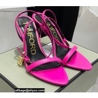 Tom Ford Heel 10.5cm Padlock Pointy Naked Sandals Leather Fuchsia 2022