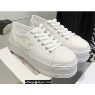 Celine Jane Low Lace-up Sneakers In Canvas And Calfskin White 2022