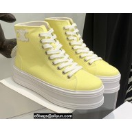 Celine Jane High Lace-up Sneakers In Canvas And Calfskin Yellow 2022