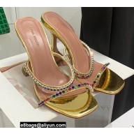 Amina Muaddi Heel 9.5cm Crystals Gilda Slippers Patent Gold 2022