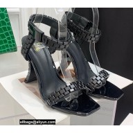 Balmain Heel 10.5cm Leather Ultima Sandals Patent Black 2022
