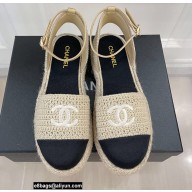 Chanel Embroidery and Grosgrain Espadrilles Sandals G38737 Black/Beige 2022