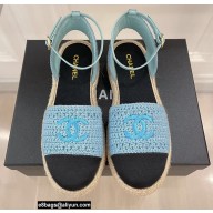 Chanel Embroidery and Grosgrain Espadrilles Sandals G38737 Black/Blue 2022
