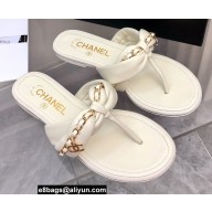 Chanel Chain Lambskin and Metal Thong Sandals G38210 White 2022