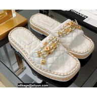 Chanel Chain Around Lambskin and Jewelry Flat Mules White 2022