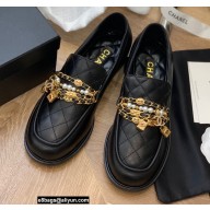 Chanel Chain Lambskin and Jewelry Loafers G38922 Black 2022