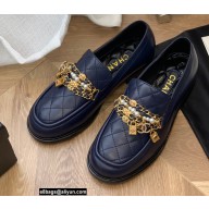 Chanel Chain Lambskin and Jewelry Loafers G38922 Navy Blue 2022